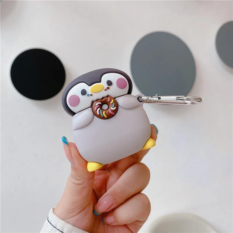 Tegnefilm Shiba Inu Tilfældet For AirPods 1/2/pro Silcone Bluetooth Hovedtelefon Tilfældet For AirPods Penguin donut Beskyttende Cover med Krog