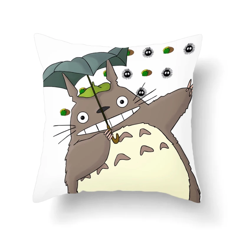 Tegneserie Stil Pudebetræk Dekorative Totoro Print Plys Smide Pude Dække Hjem Ldecor Iving Værelses Pladsen Pudebetræk Bil Pude