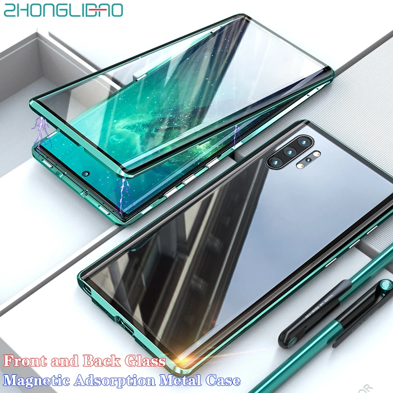 Telefonen Sag Note 10 Plus for Samsung Galaxy Note 10 Note10+ Note10 Pro Front Tilbage Buet Glas Magnetiske Adsorption Metal Cover
