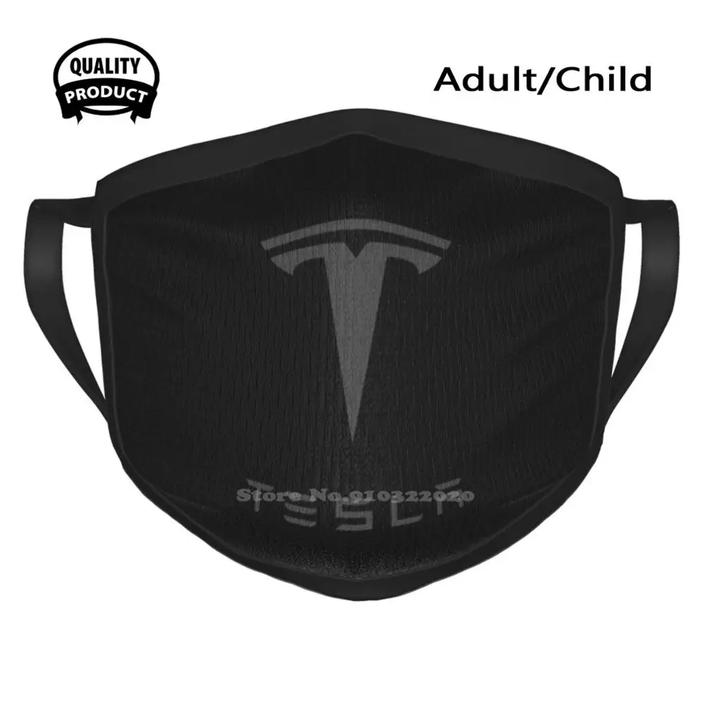 Tesla Mørk Grå Fan Art Logo Munden Maske Ansigtsmasker Burningrabbit Elon Musk Cybertruck Cyber Lastbil Tesla Sentry Afhentning Atv V10