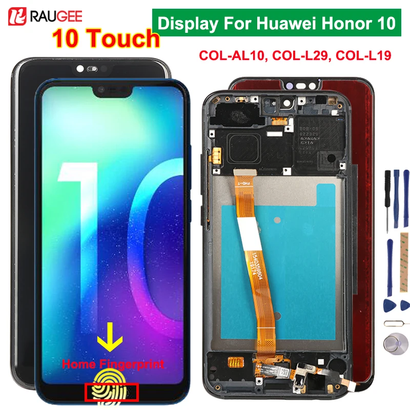 TFT LCD-Skærm Til Huawei Honor 10 Touch Screen Mult Touch Ingen Døde Pixel Skærm Erstatning For Honor10 COL-AL10/L29/L19 LCD -