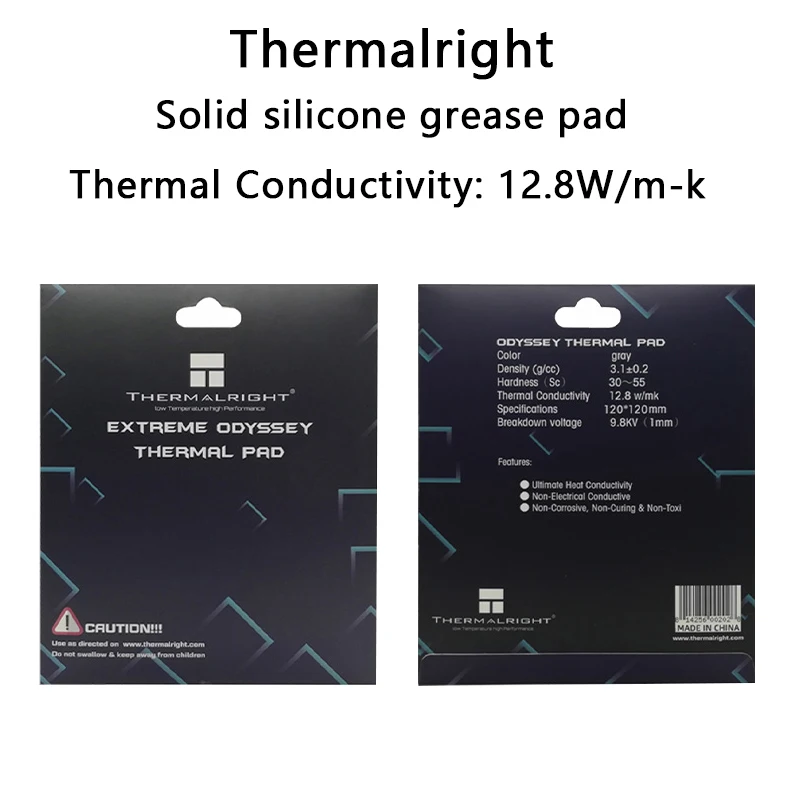 Thermalright Odyssey Termisk Pad Chipset GPU Termisk Mat 12.8 W/mk Ikke Ledende 120x120mm 0,5 mm/1,0 mm/1,5 mm/2,0 mm Tykkelse