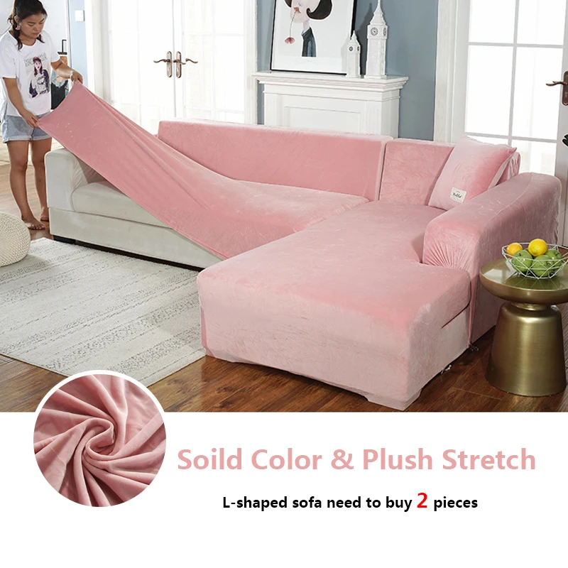 Thicked Solid Farve Plys Slipcover Elastisk, Non-Slip High-End Nordiske Enkel All Inclusive Snit Sofa Dækning