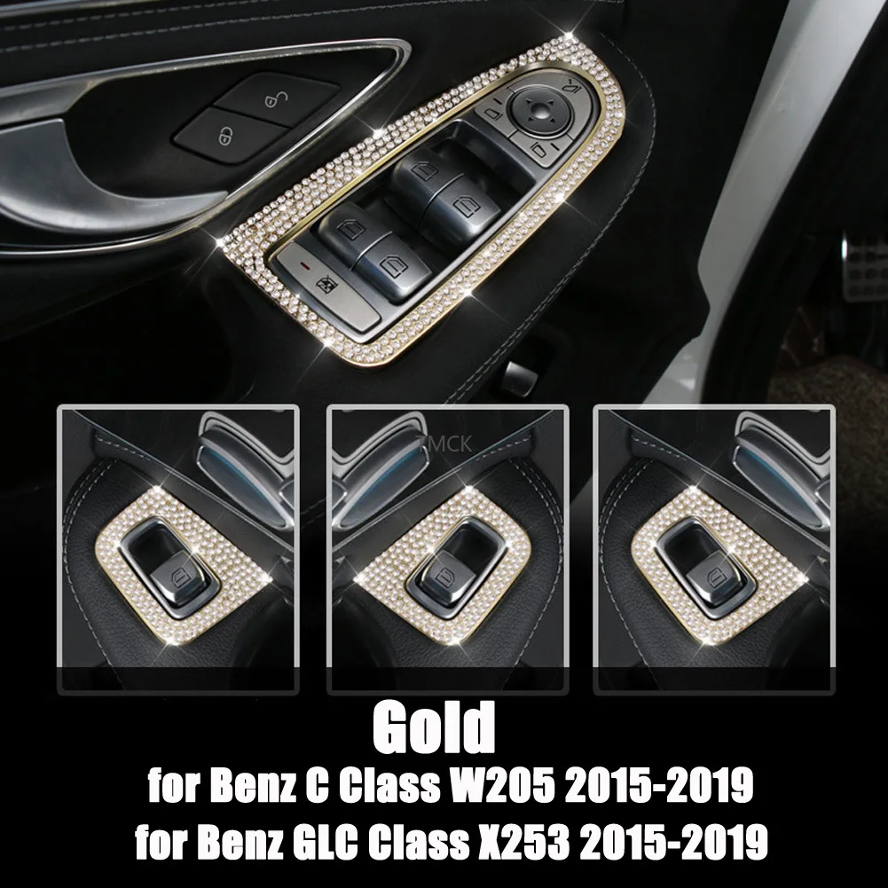 Til Mercedes Benz C-Klasse W205 GLC X253-2019 Bil Styling Tilbehør Vindue Lift-Knappen Diamond Frame Trim Dækker For VENSTRESTYREDE