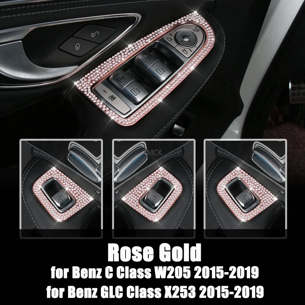 Til Mercedes Benz C-Klasse W205 GLC X253-2019 Bil Styling Tilbehør Vindue Lift-Knappen Diamond Frame Trim Dækker For VENSTRESTYREDE