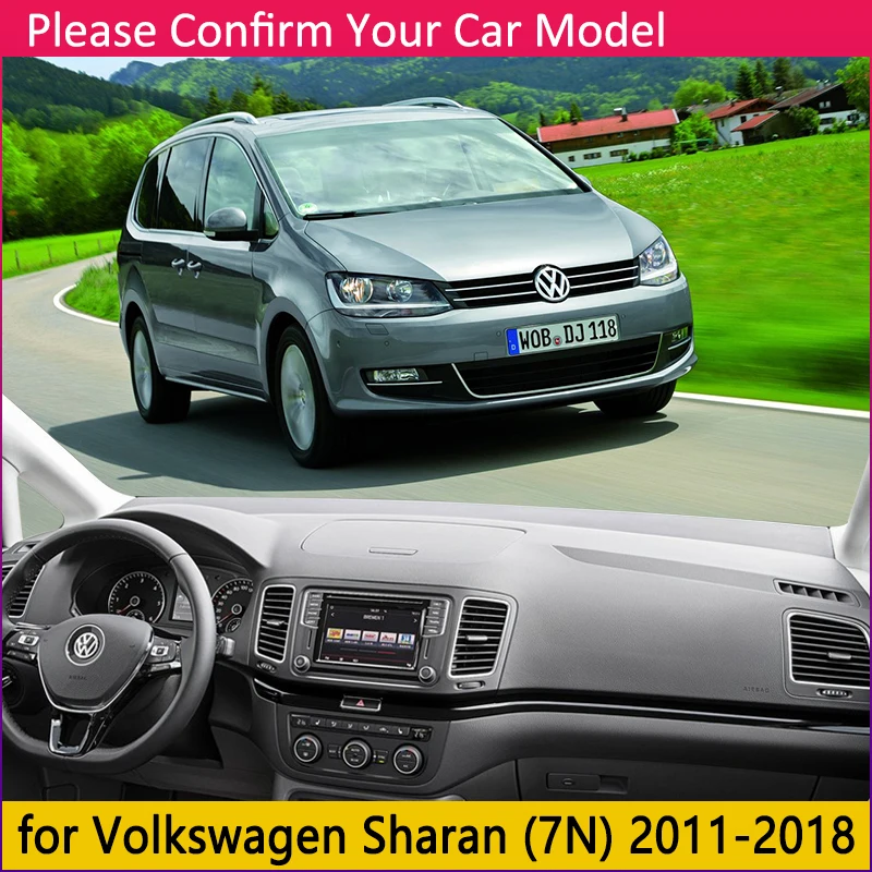 Til VW Volkswagen Sharan 7N SEAT Alhambra 2011~2018 MK2 Anti-Slip Mat Dashboard Dækker Pad Parasol Dashmat Tilbehør 2013