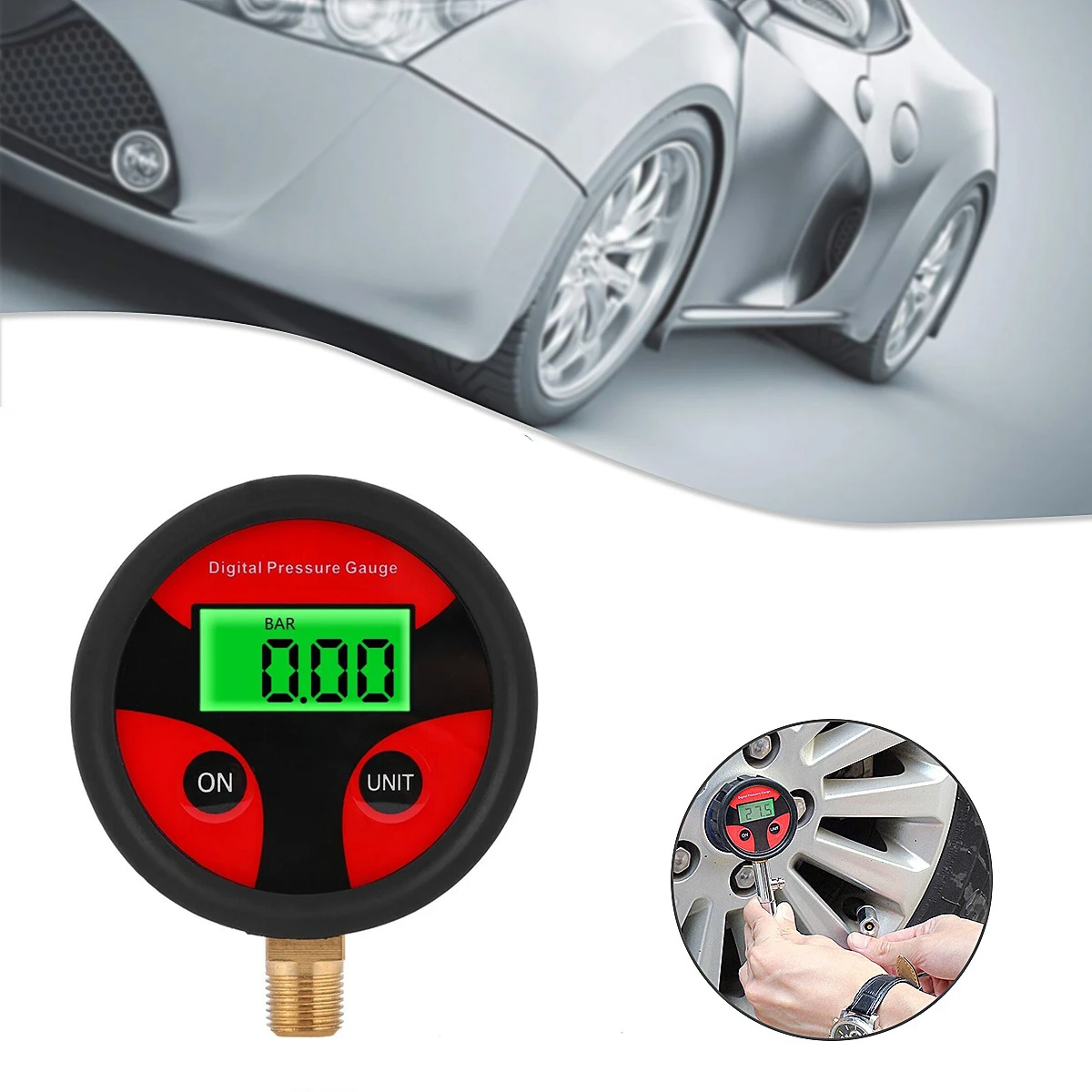 Tire manometer Meter trykmåler - 0 200psi Digital Led Dæk Dækkenes lufttryk Gauge Meter til Bil, Lastbil, Motorcykel
