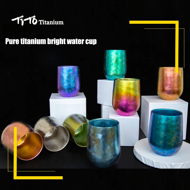 TiTo Titanium Store Lyse Farverige Dobbelt lag Kop Vand, Te, Vin, Øl, frugtjuice glas vand Krus til Hjemmet Udendørs Caming