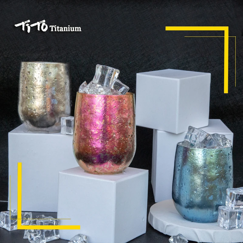 TiTo Titanium Store Lyse Farverige Dobbelt lag Kop Vand, Te, Vin, Øl, frugtjuice glas vand Krus til Hjemmet Udendørs Caming