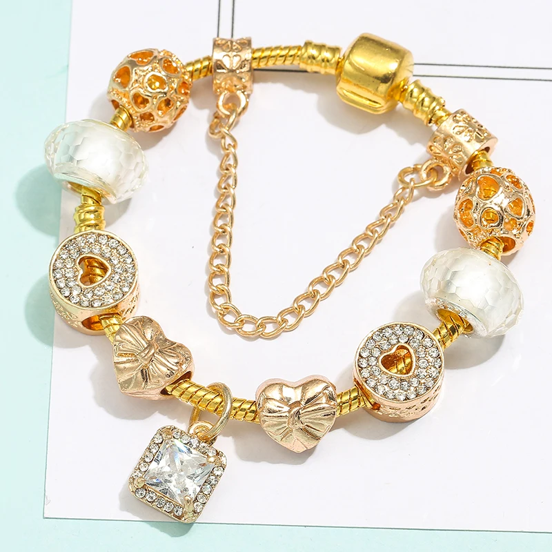 TOGORY Luksus Crystal Heart Charm armbånd & Armbånd Til Kvinder Classic Fashion Armbånd Smykker Gave Pulseira Feminina