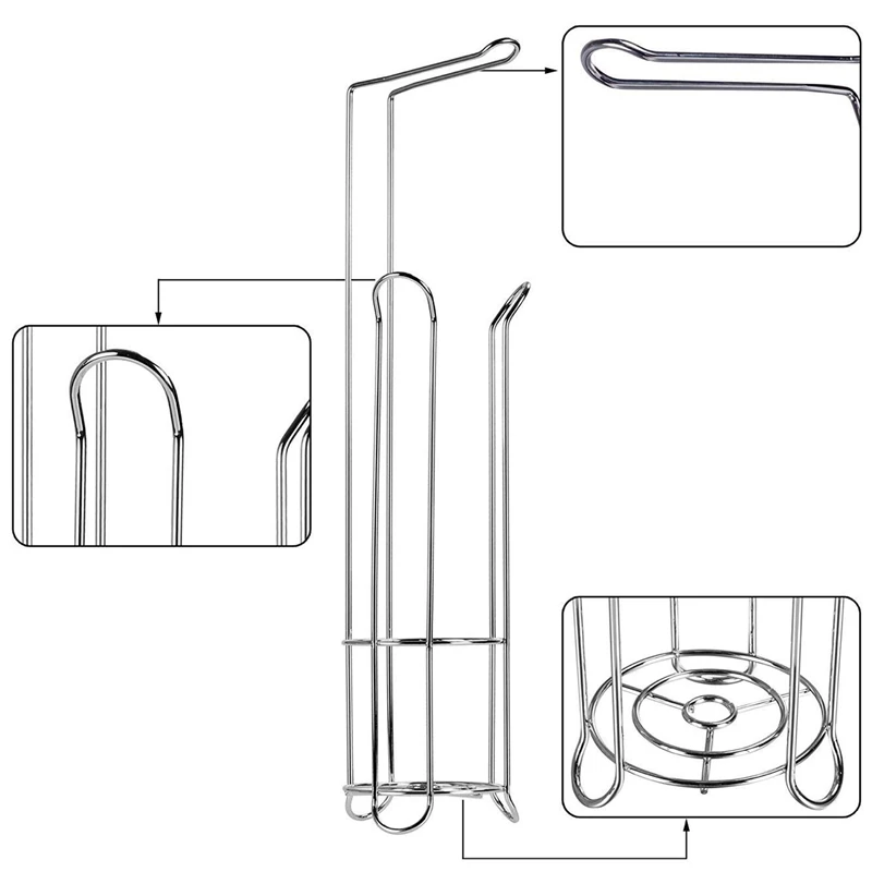 Toilet Roll Holder fritstående, Kompakt Metal Toilet Roll Opbevaring for 4 Papir Ruller, Praktisk Badeværelse Tilbehør til Toilet o