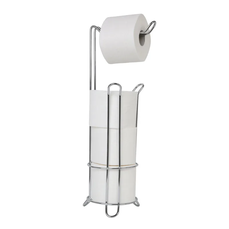 Toilet Roll Holder fritstående, Kompakt Metal Toilet Roll Opbevaring for 4 Papir Ruller, Praktisk Badeværelse Tilbehør til Toilet o