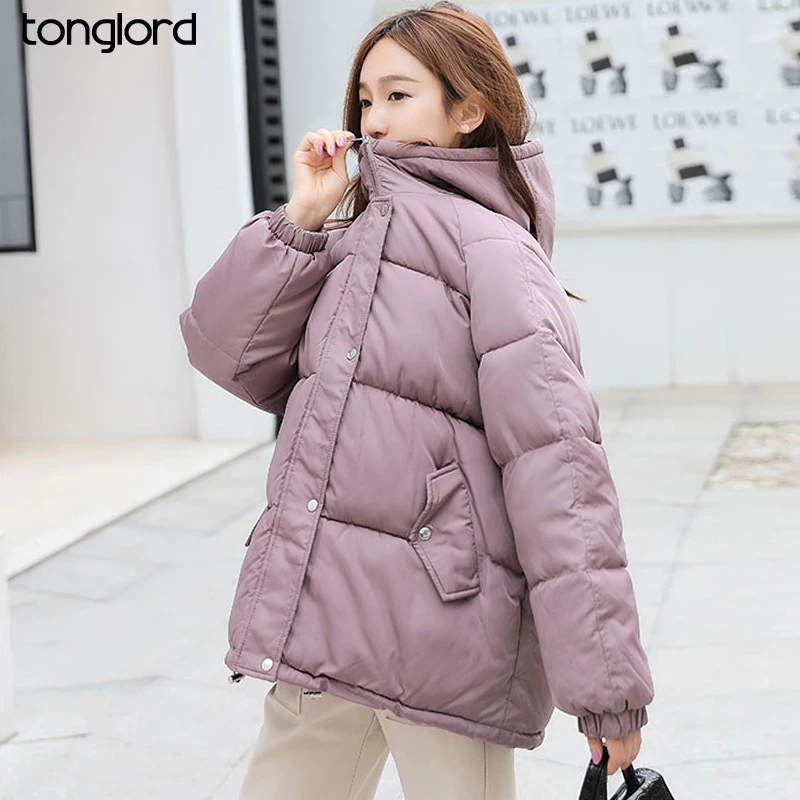 Tonglord 2020 Vinter Hooded Cotton Tøj Kvindelige Kort Ins koreanske Version af Løs Fortykket Ned Jakke Brød Service