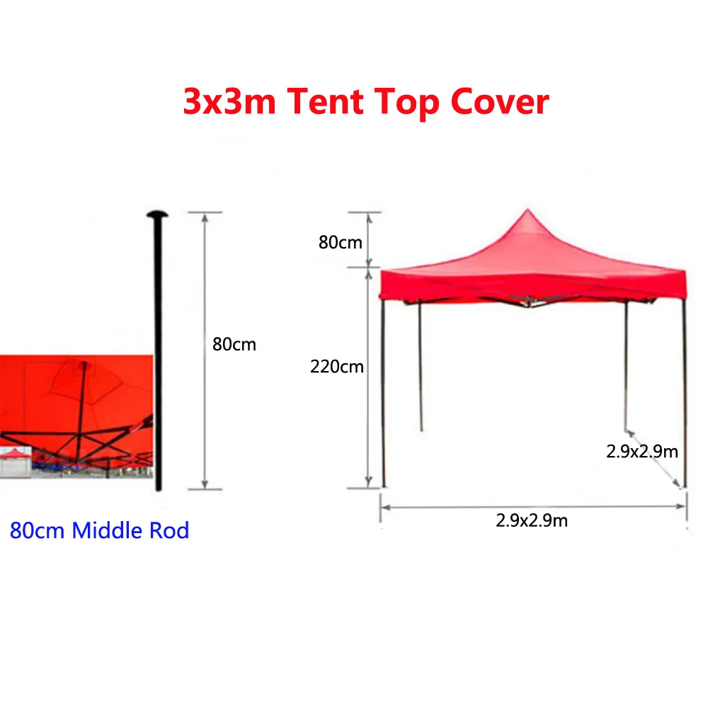 Top Cover Udendørs Havepavillon Have Telt Telt Udskiftning solsejl Udendørs 2.9 x 2,9 M Camping Tilbehør