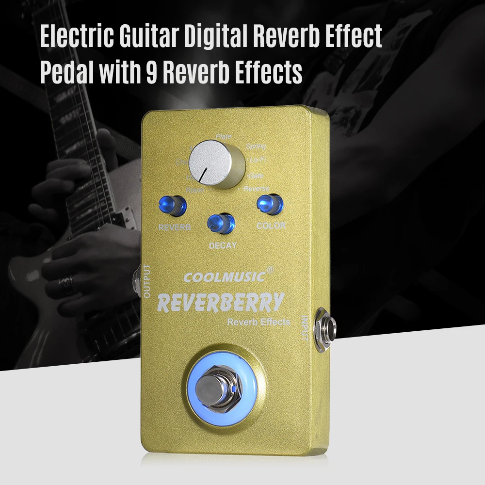 TOP kvalitet Coolmusic Elektrisk Guitar Digital Reverb-Effekt-Pedal med 9 Reverb-Effekter True Bypass Full Metal Shell