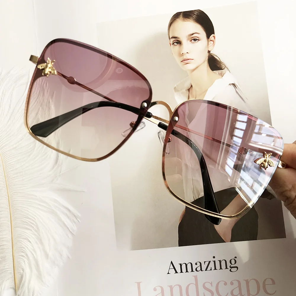 TOYEARN 2019 Nye Mode Lady Oversize Uindfattede Square Solbriller Kvinder, Lille Bi Briller Gradient solbriller Til Kvinder UV400