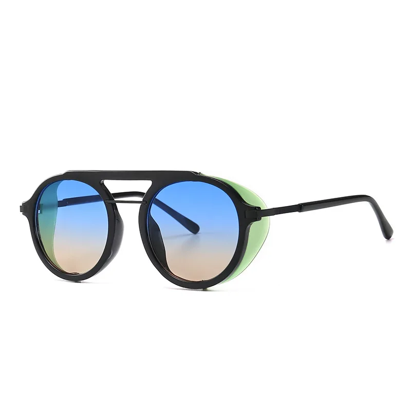 Trendy, Farverige Steampunk Solbriller 2019 Runde Designer Steam-Punk-Metal Skjolde Solbriller Mænd Kvinder UV400 Gafas De Sol