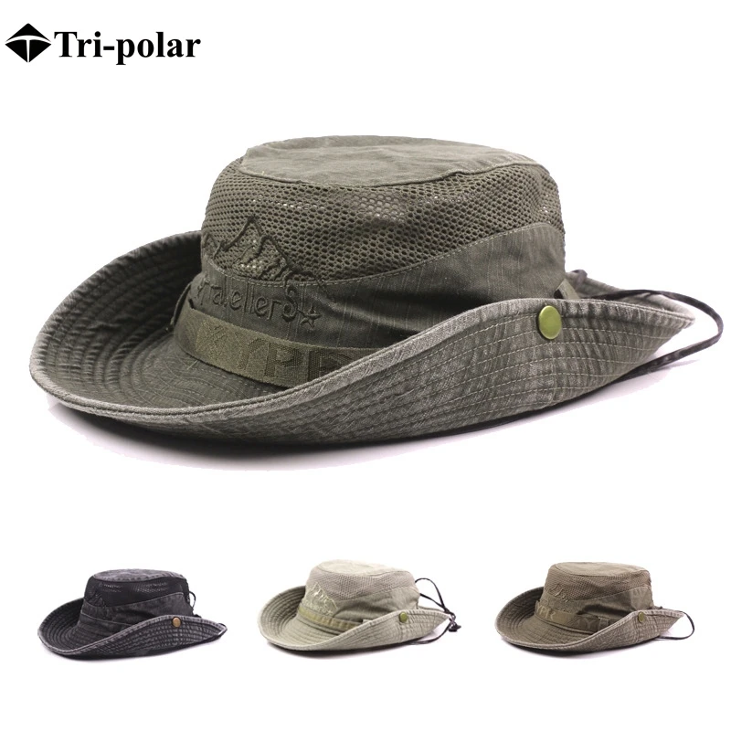 Tri-polar Vandring Hat Mænd Wide Brim Sammenklappelig Cap Sommer Hat til Beskyttelse af Solen Jagt Hat Vandreture, Fiskeri, Camping Udendørs Sport Caps