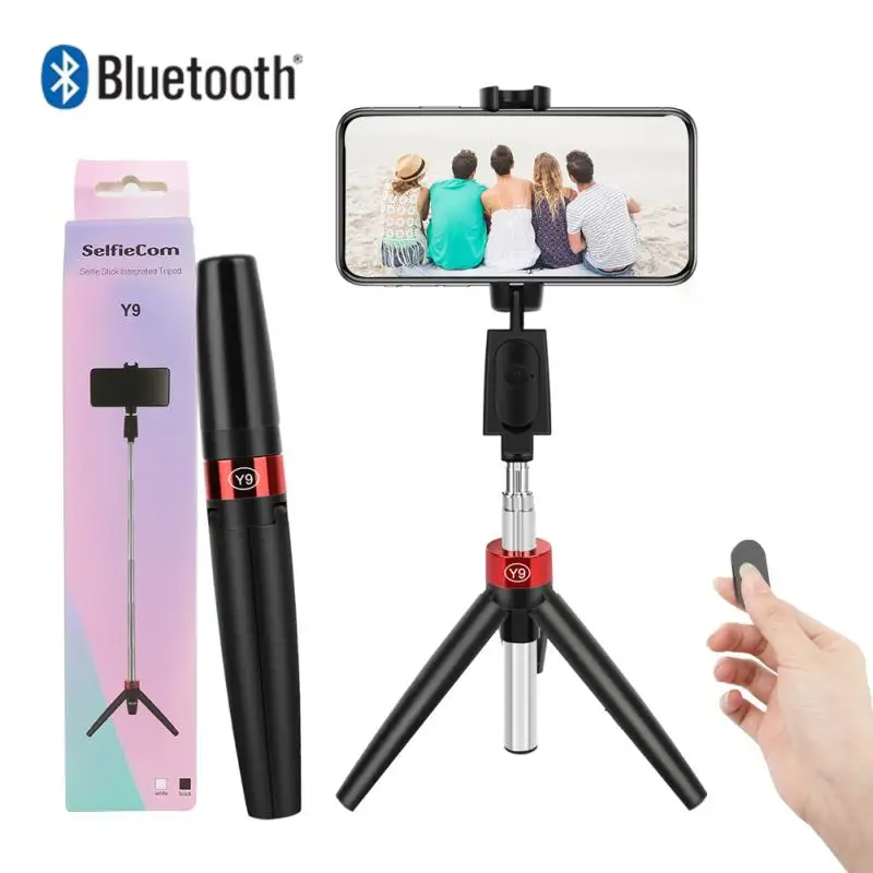 Trådløs Bluetooth-3 I 1 Selfie Stick Med Sammenklappelige Stativ Beslag Håndholdt Video Live Monopod Til IPhone Xiaomi