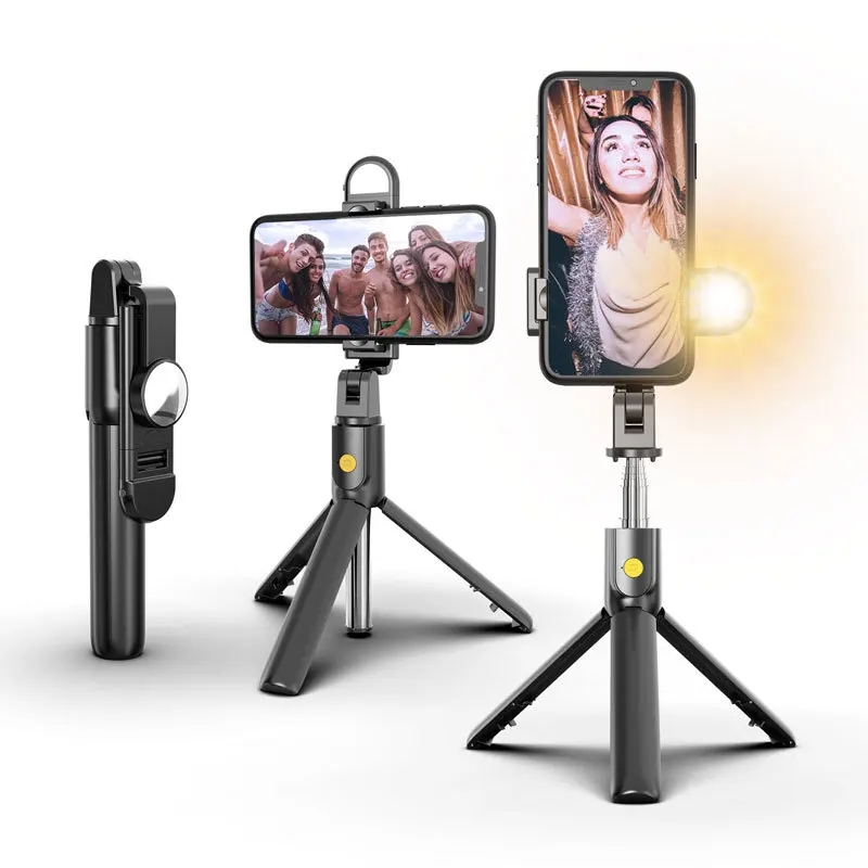Trådløs Bluetooth-Selfie Stick Udtrækkelige Håndholdte Monopod Med Fyld Lys Sammenklappelig Mini Stativ Med Lukkeren Fjernbetjening Tilbehør