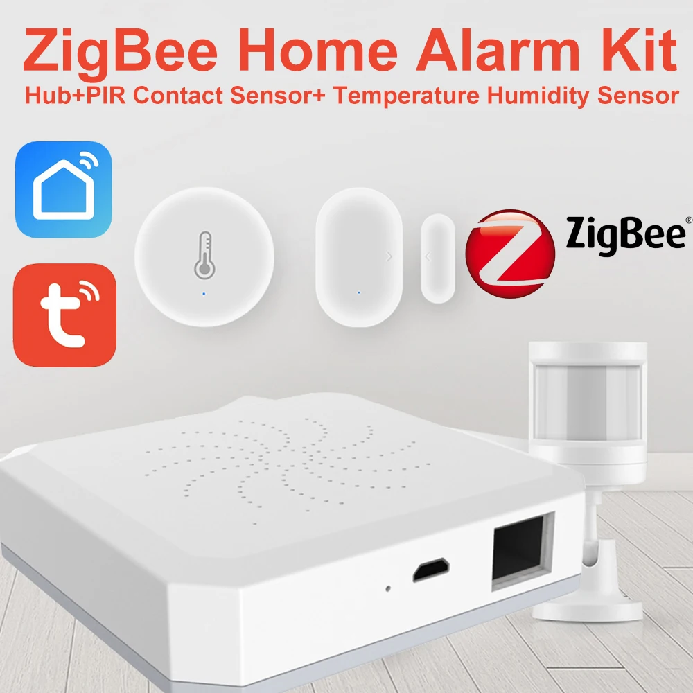Tuya Zigbee Alarm Kit Smart Hub Hjem PIR Sensor, Dør-Sensor Temperatur og Luftfugtighed Sensor Home Automation Scene Sikkerhed