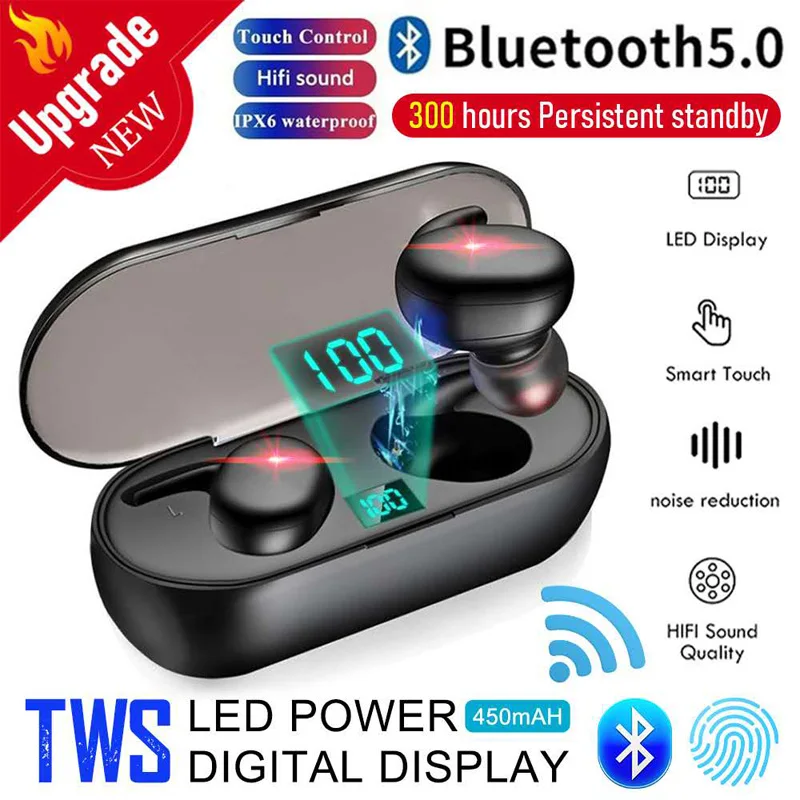 TWS Y30 Trådløse Blutooth Øretelefon V5.0 Fingeraftryk Touch In-ear-Bas, Stereo Musik støjreduktion HIFI Sport Earbuds Headset