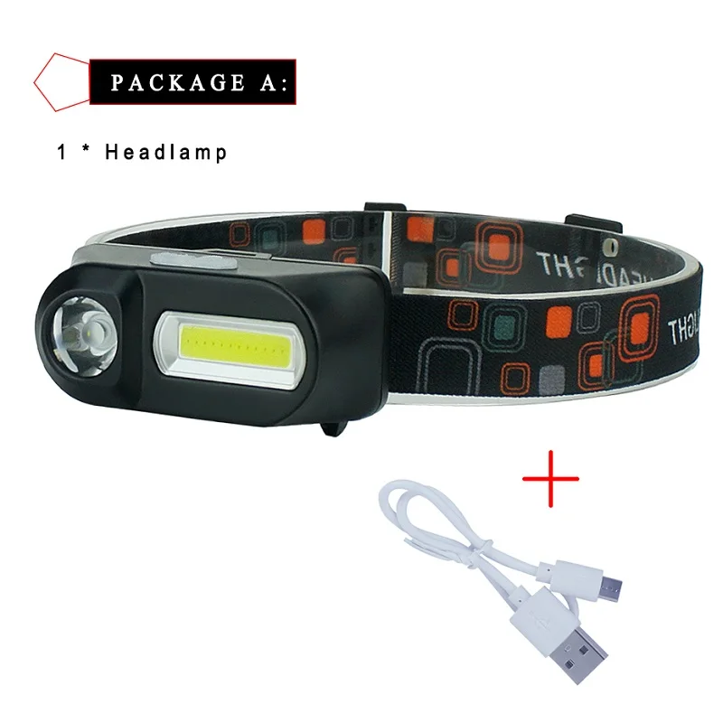 Udendørs camping Bærbare mini-XPE+COB LED Forlygte USB-opladning, Fiskeri forlygter lommelygte linterna cabeza lampe frontal A1