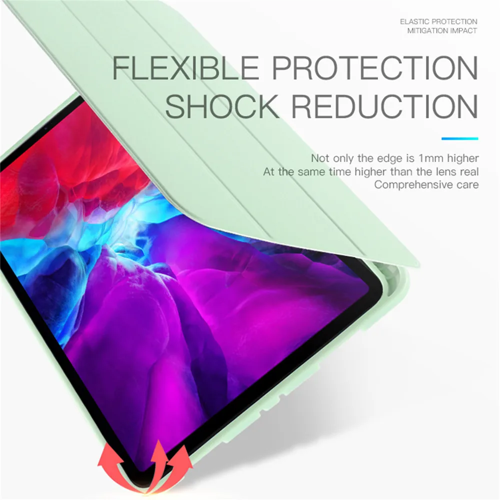 Ultra Slim Tablet Beskyttende Læder taske til jeg Pad Pro 11 / 12.9 2020 Tablet Shell Quick Release Stødsikkert Flip Stå Dække