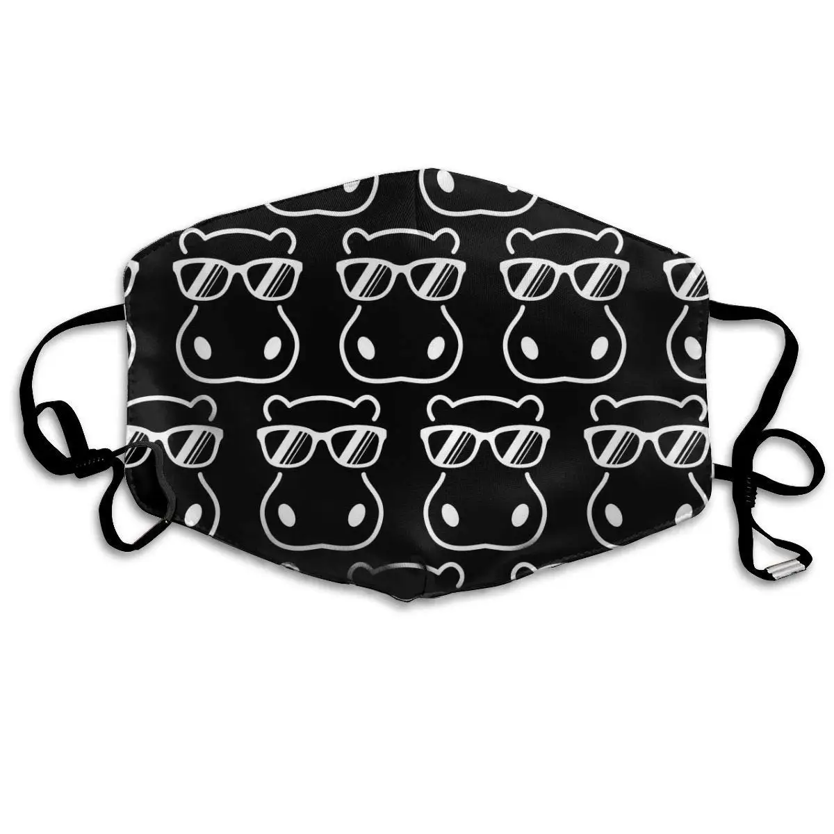 Unisex Munden Maske Med Justerbar Øre Sløjfer, Flodhest Flodhest Iført Solbriller Anti Støv Munden Ansigt Dække For