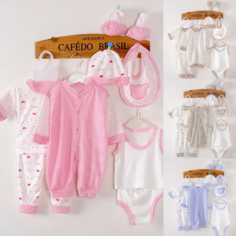 Unisex Nyfødte Baby Drenge Piger 8 Stykke Tøj Net Taske Babyudstyr Gave Sæt Tøj, 0-3M