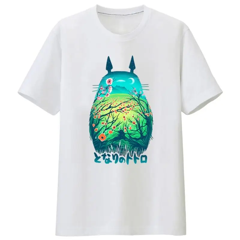 Unisex ren bomuld Tonari no Totoro t-shirt t-shirts åndbar punk rock løs Min Nabo Totoro t-shirt tee t-shirt