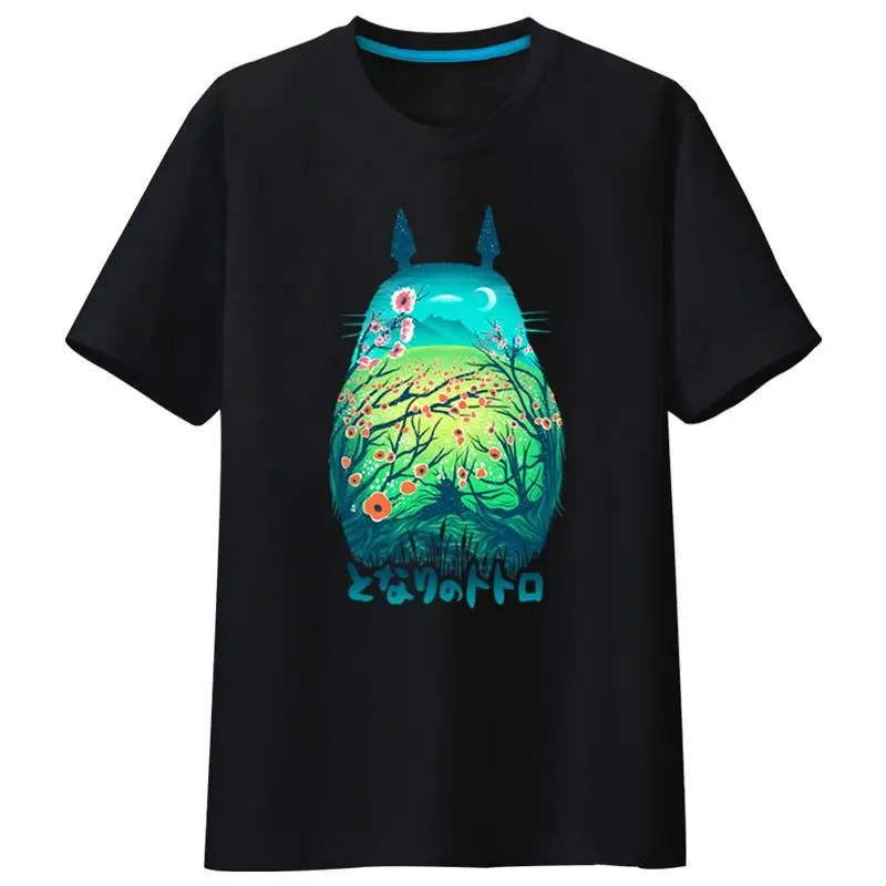 Unisex ren bomuld Tonari no Totoro t-shirt t-shirts åndbar punk rock løs Min Nabo Totoro t-shirt tee t-shirt
