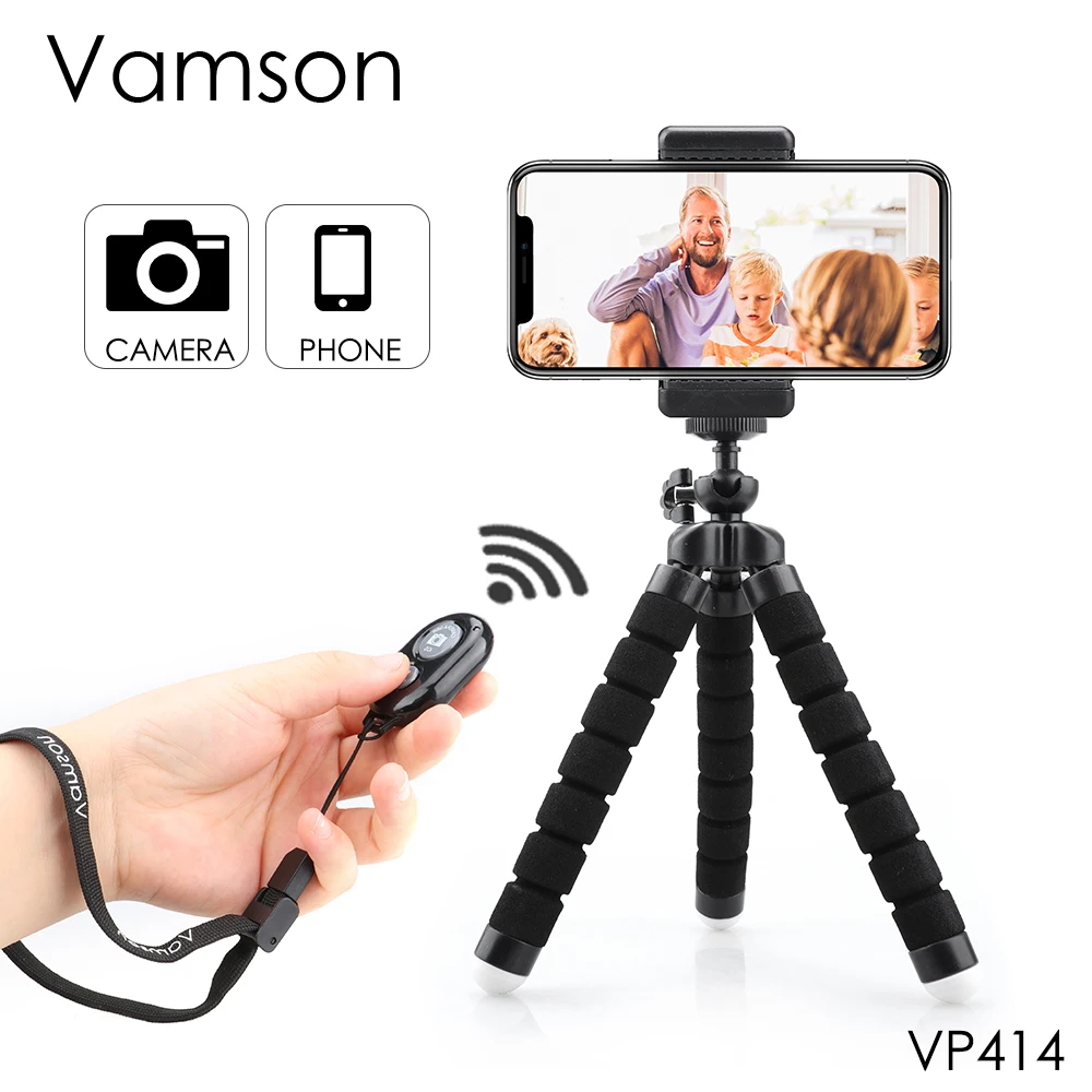 Vamson Mini Stativ til kamera Fleksible Ben for iphone for Xiaomi for Samsung Gorillapod Blæksprutte Stativ VP414E