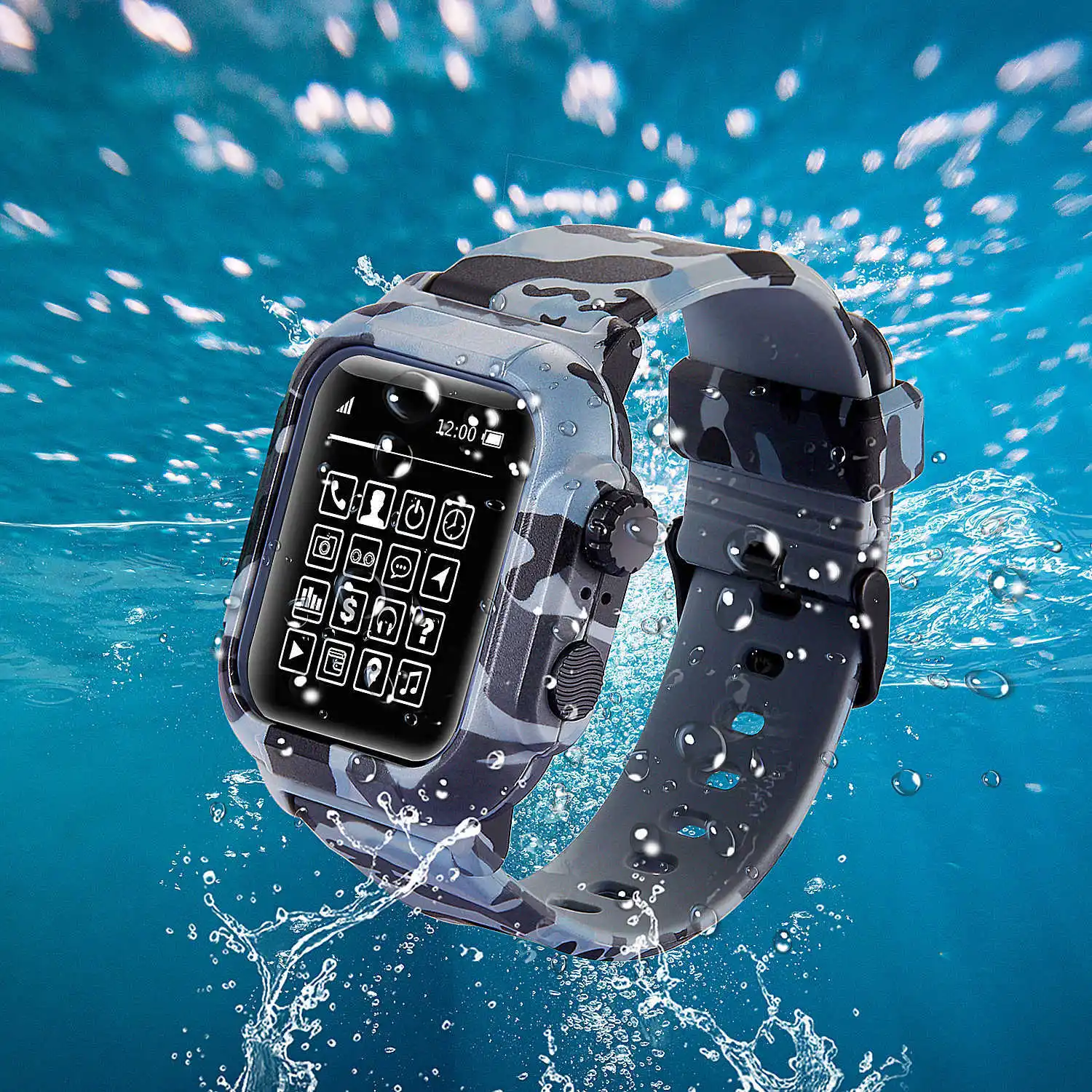 Vandtæt etui Til Apple Ur band 5 44mm iwatch band 42mm Silikone Rem håndled pulseira Armbånd smart ur Tilbehør løkke