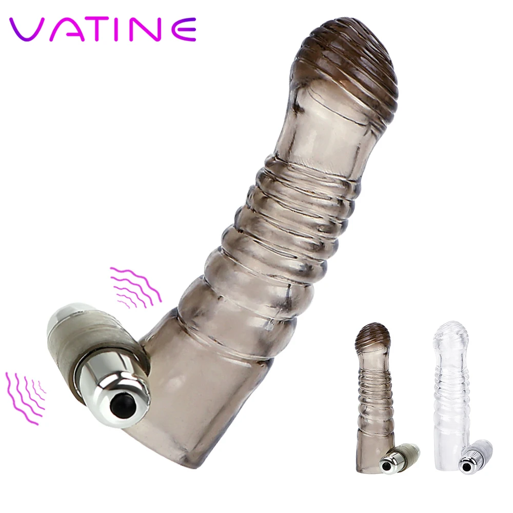 VATINE Genanvendelige Penis Udvidelsen Vibrator Kondom For Voksne Sex Toy Mand Masturbator Til Mænd TPE Penis Ærme Vibrator