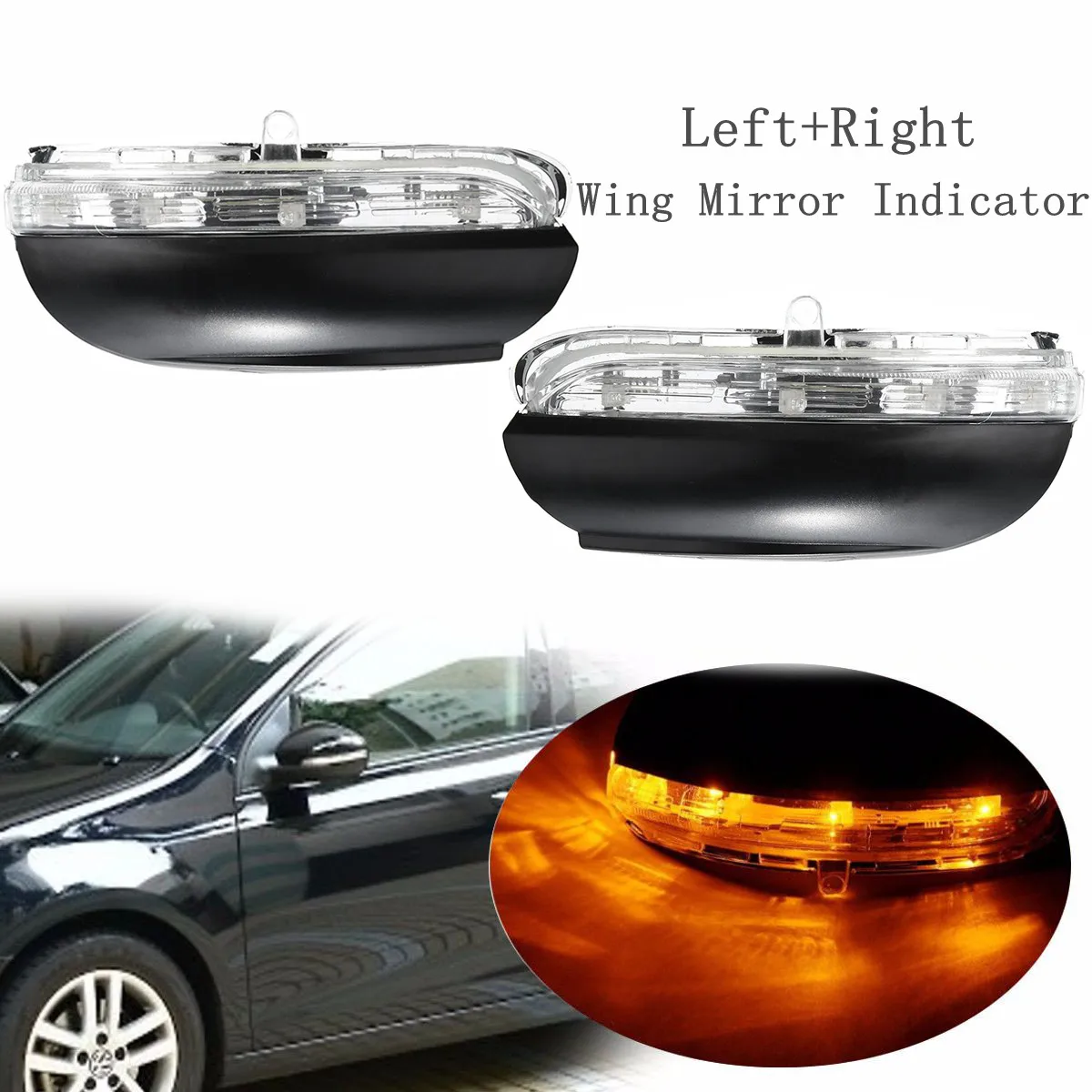 Venstre og Højre Side af Bilen LED Rear View Mirror, kontrollampen For VW Golf MK6 2009-2012 Touran 2009-