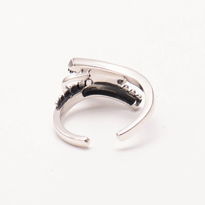 Vintage Personligheden Lynlås Justerbar Thai Sølv Ring For Kvinder 925 Sterling Sølv Smykker Crown Punk Ring