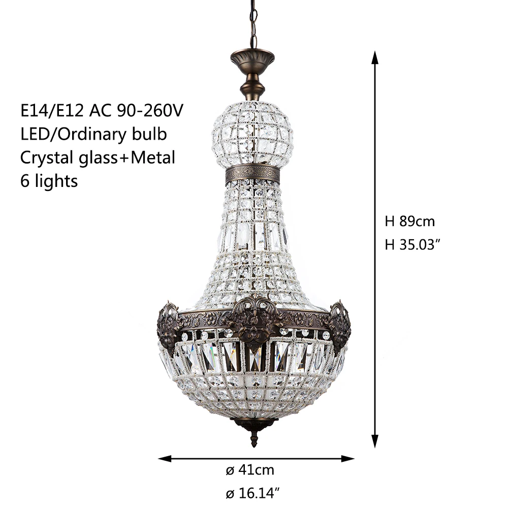 Vintage Royal Empire Glas Krystal LED Moderne Europa Lysekrone Lampe Glansmetalpræparater Lys G9 Til Stue, soveværelse, køkken cafe shop