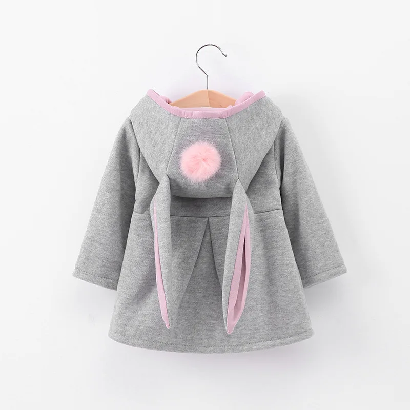 Vinter, efterår baby piger pels Lange ærmer 3D Kanin ører casual fashion hættetrøjer kids tøj tøj, Overtøj til børn