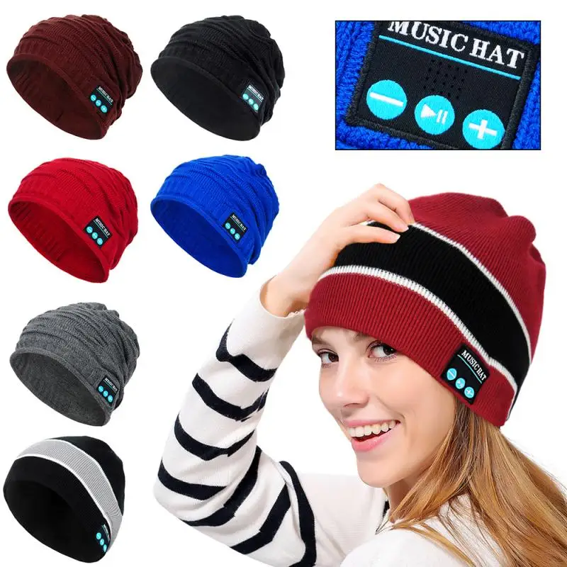 Vinteren Varm Strikket Beanie Caps For Voksne Mand Kvinder Casual Bluetooth LED Hat Trådløse Smart Cap Headset Hovedtelefon Højttaler Caps