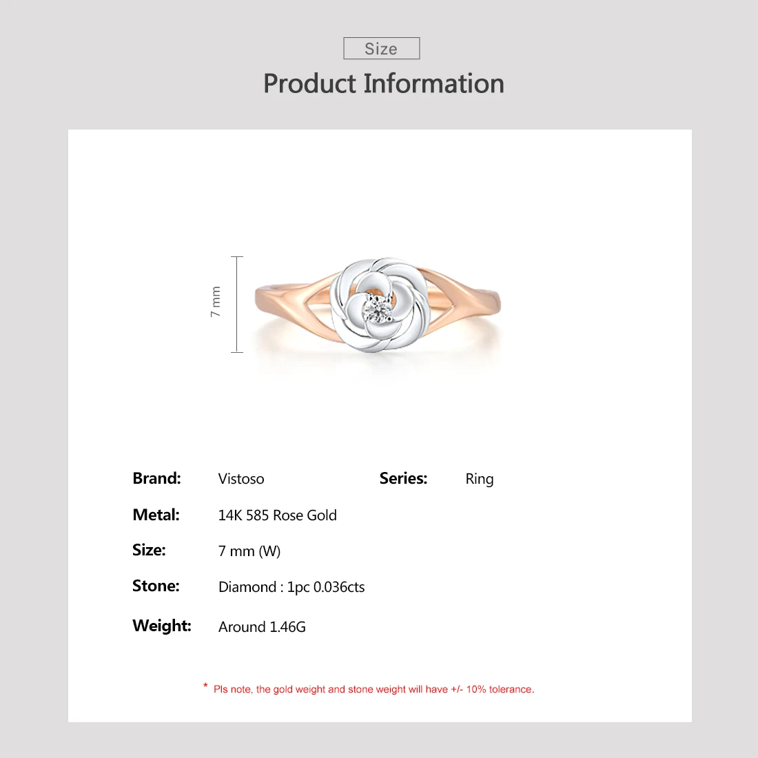 VISTOSO Ren 14K 585 To-Tone guldring Til Kvinder Funklende Diamant Blomst Jubilæum Bryllup Trendy Gave Fine Smykker