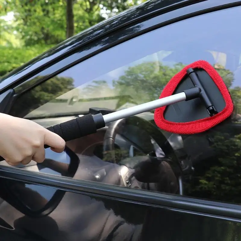VODOOL Bil Forrude Renere Børste Børste Teleskopisk Håndtag Auto vinduesglas Skive Blødt Håndklæde Børste Bil Pleje Rengøring af Værktøj