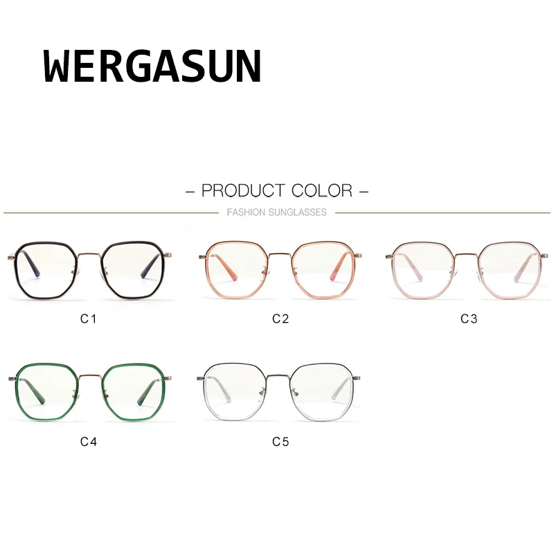 WERGASUN Vintage Polygon Briller ramme retro Kvindelige Stel Klar linse Eyeware Brand Designer gafas De Sol briller briller