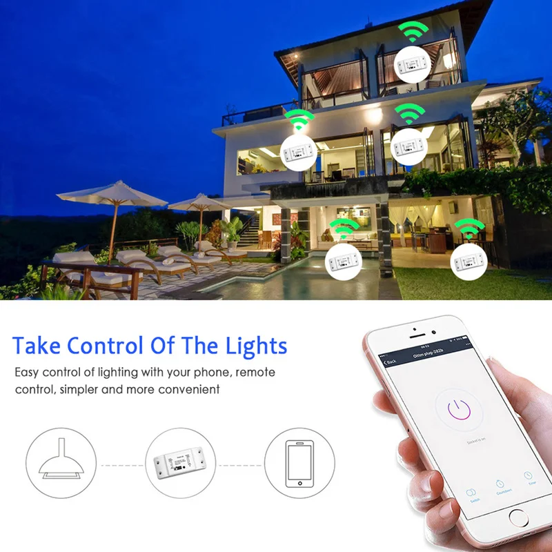 WiFi Smart Light Switch Universal Breaker Timer Intelligent Liv APP Trådløs Fjernbetjening Smart Home Arbejder med Alexa, Google Startside