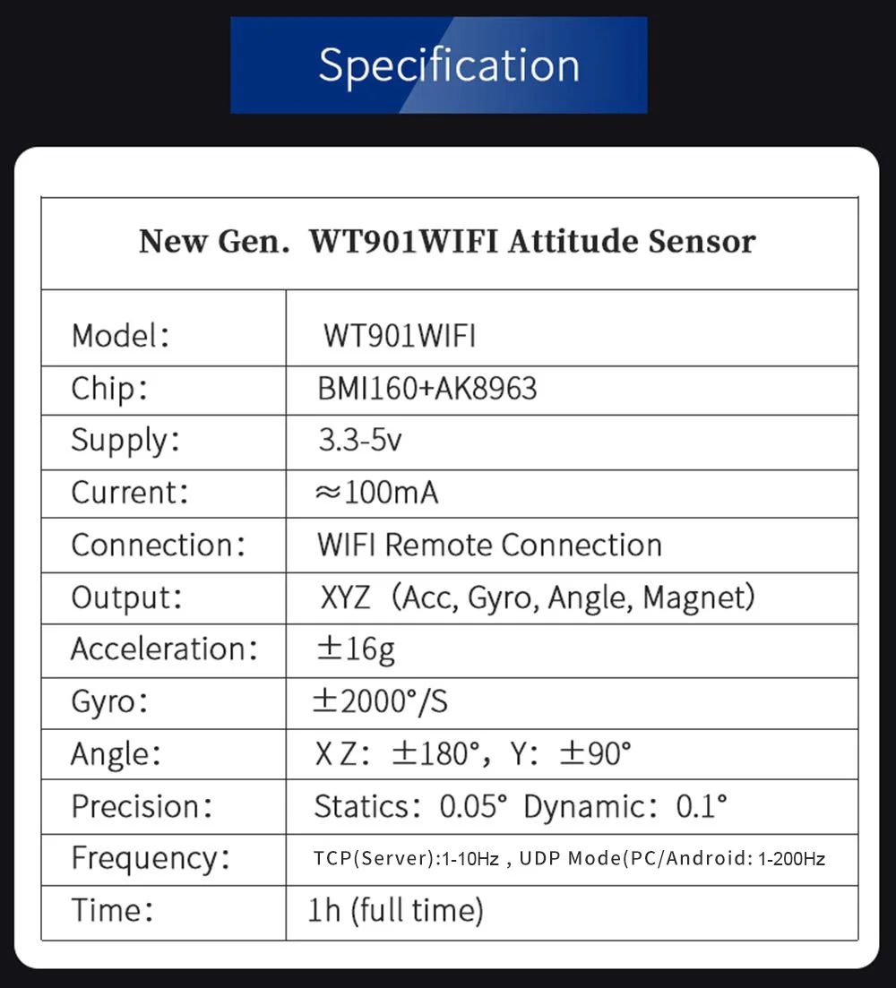 WitMotion WT901WiFi Trådløse 9 Akse WiFi Sensor Vinkel Hældningsmåler + Accelerometer + Gyro + Magnetiske Felt på PC/Android/Server