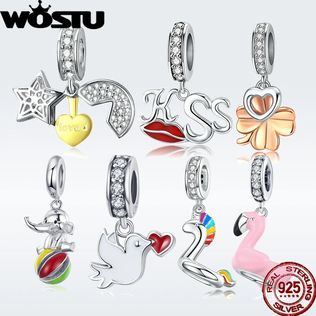 WOSTU Hot Salg Sølv 925 Oprindelige Passer til Armbånd & Halskæde Ægte 925 Sterling Sølv Armbånd Charms Smykker