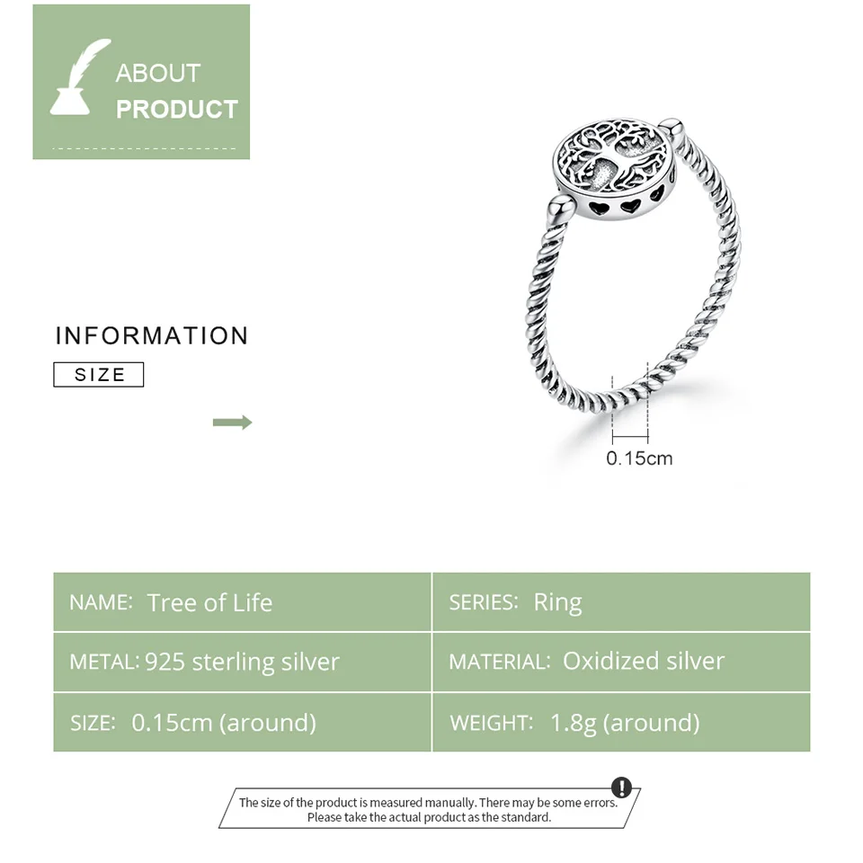 WOSTU Ægte 925 Sterling Sølv Livets Træ Vedhæng Ringe til Kvinder Forgyldt platin Smykker lugning finger Ring FIR667