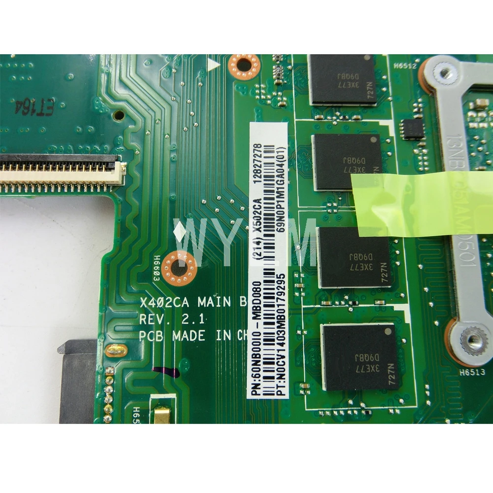 X502CA With I3-3217CPU 4GB Memory Mainboard For ASUS X502CA X402CA X502C X402C Laptop Motherboard 60NB00I0-MBC080 tested