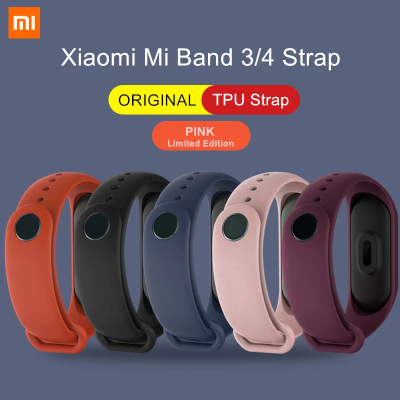 Xiaomi Mi Band 3 4 5 Original Håndledsrem Pink Limited Edition Farverige TPU Silikone Armbånd til Mi Band 3/4/5 Smart Armbånd
