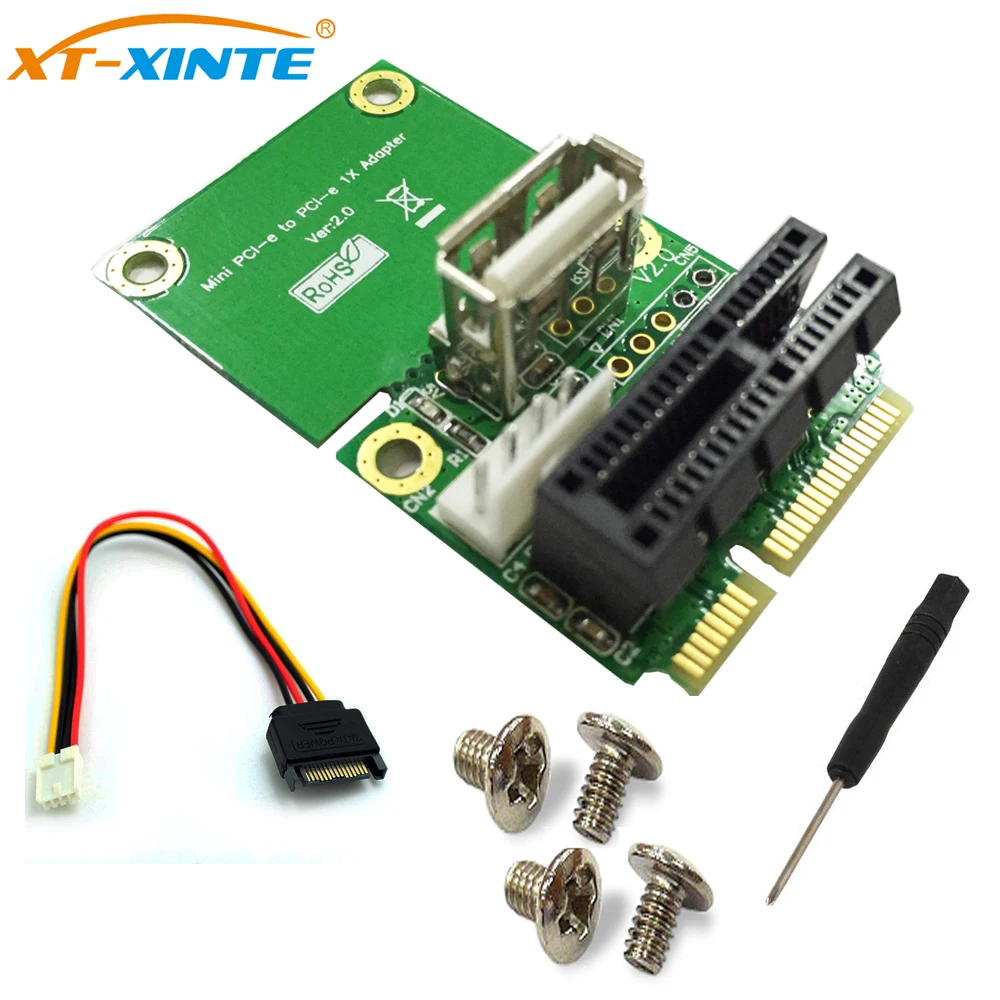 XT-XINTE PCI-E 1X til Halv/Fuld Mini-PCI-E-Adapter Omformer mini PCIe-Adapter med 4Pin til SATA strømkabel til WindowsXP/7/8/10